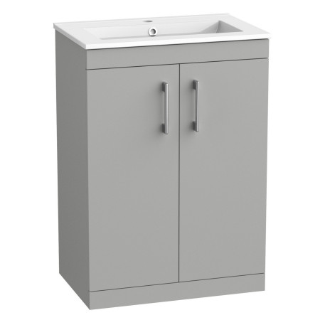 Tavistock Kew 600mm Matt Light Grey Freestanding Vanity Unit and Basin