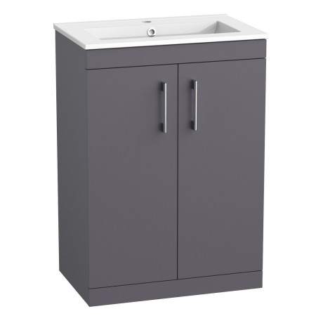 Tavistock Kew 600mm Matt Storm Grey Freestanding Vanity Unit and Basin