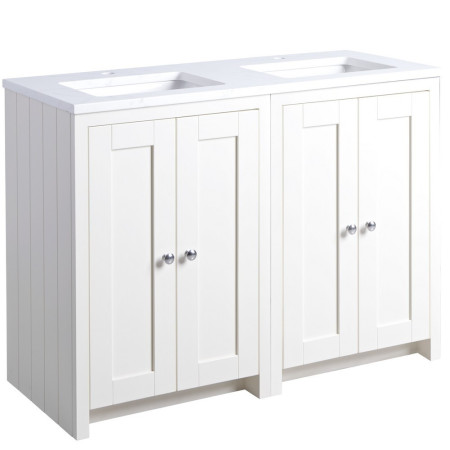 Tavistock Lansdown 1200mm Underslung Unit in Linen White with Basin and Carrara Marble Worktop
