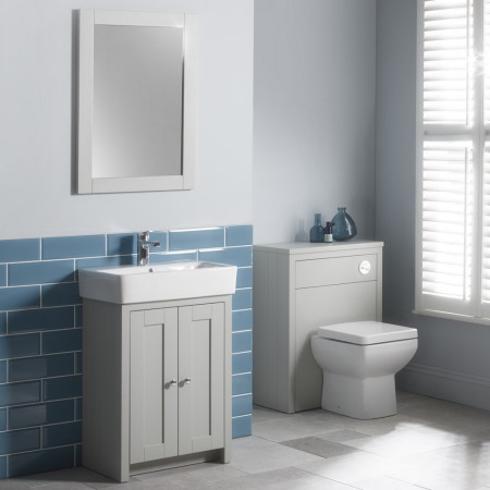 LAN550BPG Tavistock Lansdown 550 Freestanding Unit Pebble Grey & Basin Lifestyle