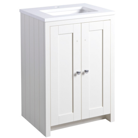 Tavistock Lansdown 600mm Underslung Unit in Linen White with Basin and Carrara Marble Worktop