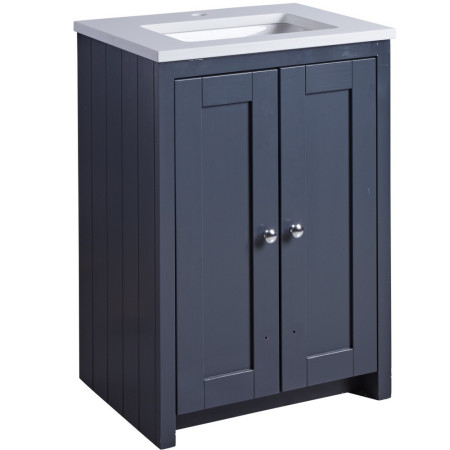 Tavistock Lansdown 600mm Underslung Unit in Matt Dark Grey with Basin and Arctic Marble Worktop (1)