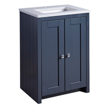 Tavistock Lansdown 600mm Underslung Unit in Matt Dark Grey with Basin and Carrara Marble Worktop