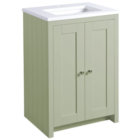 Tavistock Lansdown 600mm Underslung Unit in Pebble Grey with Basin and Arctic Marble Worktop