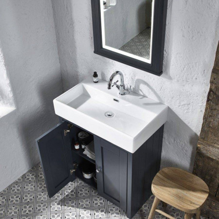 LAN700BDGM/LAN700C Tavistock Lansdown 700mm Unit Matt Dark Grey with Basin Lifestyle