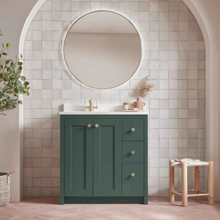 LAN800US.SDG Tavistock Lansdown 800mm Sherwood Green Underslung Vanity Unit Bathroom Setting