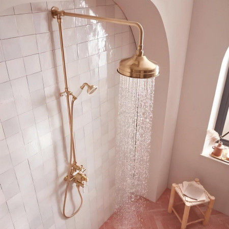 SLD1702 Tavistock Lansdown Exposed Dual Function Brushed Brass Shower System (2)