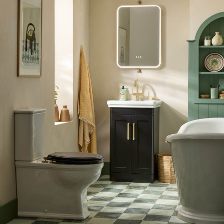 MS500FBLK Tavistock Marston 500mm Freestanding Vanity Unit with Basin in Matt Black Bathroom Setting