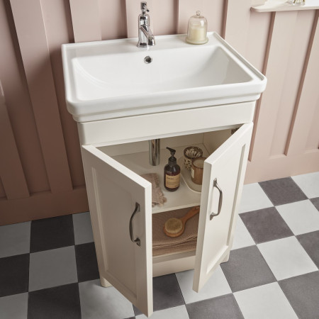 MS500FW Tavistock Marston 500mm Vanity Unit in Paper White with Basin Cloakroom Setting