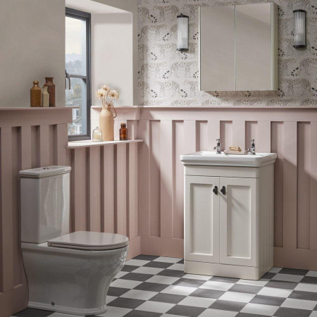 MS500FW Tavistock Marston 500mm Vanity Unit in Paper White with Basin Bathroom Setting