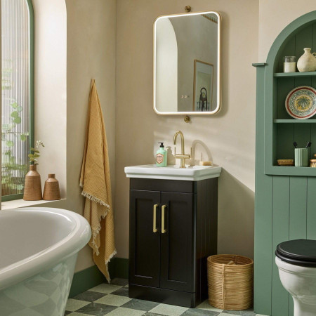 MS600FBLK Tavistock Marston 600mm Freestanding Vanity Unit with Basin in Matt Black Lifestyle