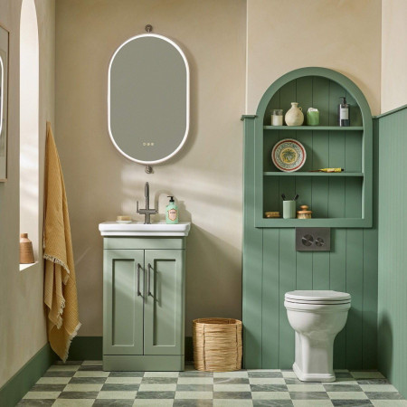 MS600FLRL Tavistock Marston 600mm Freestanding Vanity Unit with Basin in Matt Laurel Green Lifestyle