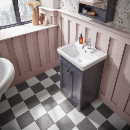 MS600FDGM Tavistock Marston 600mm Vanity Unit in Matt Dark Grey with Basin Lifestyle