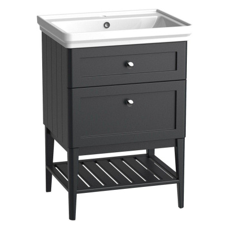 MS600WBLK Tavistock Marston 600mm Wall Hung Vanity Unit with Basin in Matt Black with Washstand