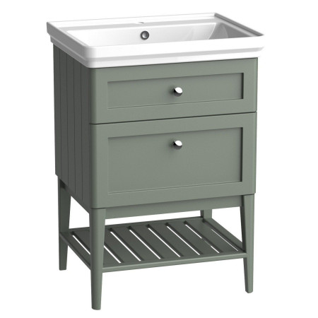 MS600WLRL Tavistock Marston 600mm Wall Hung Vanity Unit with Basin in Matt Laurel Green with Washstand