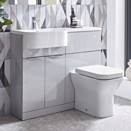 MAT10LG/MA1BL Tavistock Match 1000mm Gloss Light Grey Unit & Basin Left Hand Lifestyle