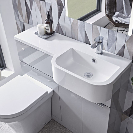 MATRG/MA1BR Tavistock Match 1000mm Gloss Light Grey Unit & Basin Right Hand Bathroom Setting