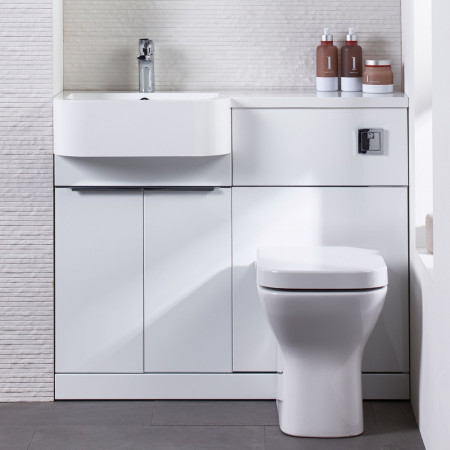 MAT10LW/MA1BL Tavistock Match 1000mm Gloss White Furniture Run with Basin Left Hand Bathroom Setting