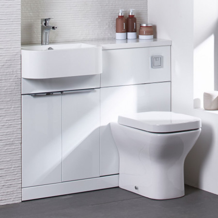 MAT10LW/MA1BL Tavistock Match 1000mm Gloss White Furniture Run with Basin Left Hand Bathroom Setting