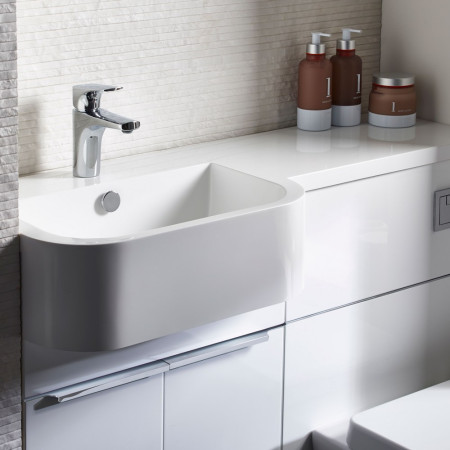 MAT10LW/MA1BL Tavistock Match 1000mm Gloss White Furniture Run with Basin Left Hand with Chrome Tap
