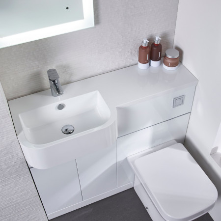 MAT10LW/MA1BL Tavistock Match 1000mm Gloss White Furniture Run with Basin Left Hand with Toilet and Tap