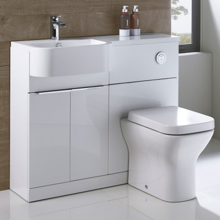 MAT10LW/MA1BL Tavistock Match 1000mm Gloss White Furniture Run with Basin Left Hand Lifestyle