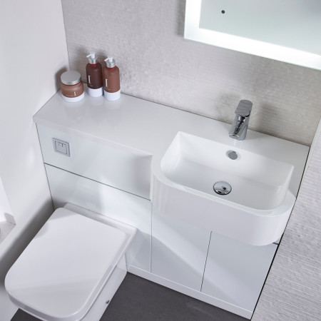 MAT10RW/MA1BR Tavistock Match 1000mm Gloss White Furniture Run with Basin Right Hand with Back to Wall Toilet