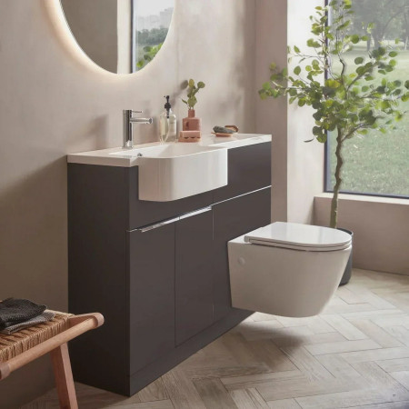 MAT12LSG/MAT12BL Tavistock Match 1200mm Left Hand Matt Storm Grey Combination Unit and Basin Lifestyle