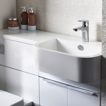 MAT12RW/MAT12BR Tavistock Match 1200mm Right Hand Gloss White Combination Unit with Chrome Tap