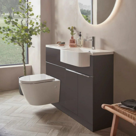 MAT12RSG/MAT12BR Tavistock Match 1200mm Right Hand Matt Storm Grey Combination Unit and Basin Lifestyle