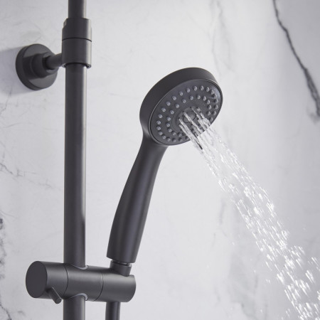 SMT1513 Tavistock Merit Dual Function Bar Valve with Shower Head and Handset Black Tavistock Merit Dual Function Bar Valve with Shower Head and Handset Black Short Spray Pattern