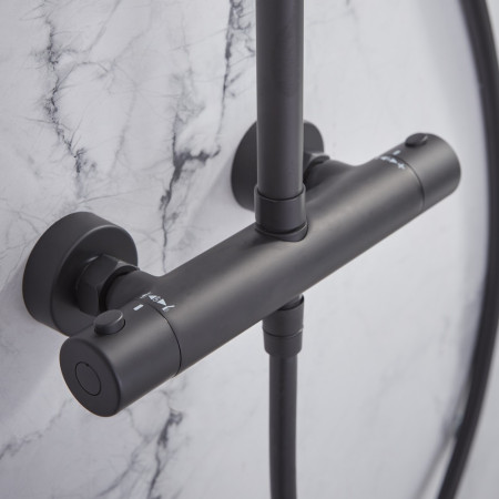 SMT2512 Tavistock Merit Push Button Exposed Black Dual Function Bar Shower (3)