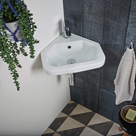 DC14006 Tavistock Niche Corner Wall Hung Basin Lifestyle