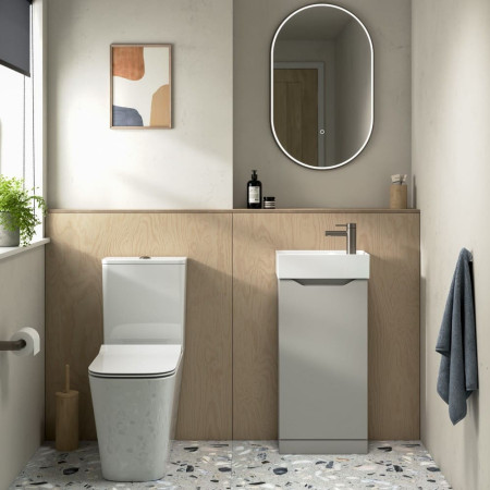 NIM400FMG Tavistock Nimble 400mm Cloakroom Vanity Unit with Basin in Light Grey Bathroom Setting