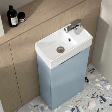 NIM400FMB Tavistock Nimble 400mm Cloakroom Vanity Unit with Basin in Mineral Blue Bathroom Setting