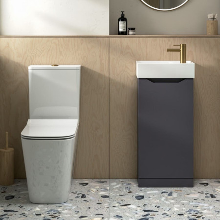 NIM400FSG Tavistock Nimble 400mm Cloakroom Vanity Unit with Basin in Storm Grey Bathroom Setting