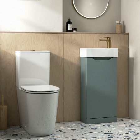 NIM400FVRG Tavistock Nimble 400mm Cloakroom Vanity Unit with Basin in Viridian Green Bathroom Setting