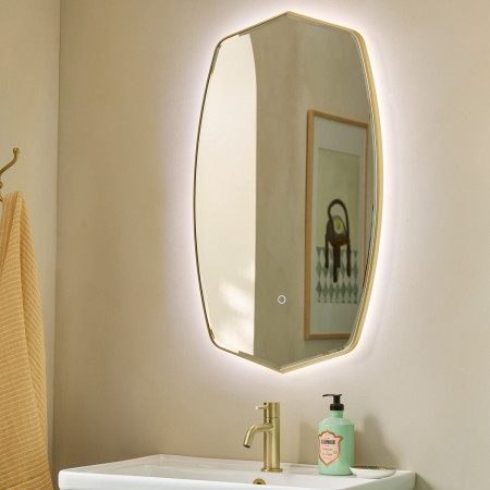 XGM45TBR Tavistock Oxygen 450 x 800mm Illuminated Brushed Brass Traditional Mirror Lifestyle