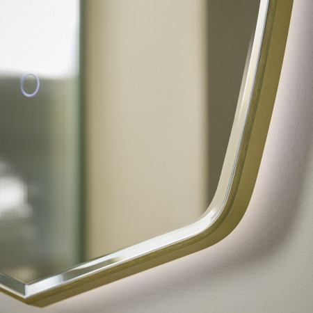 XGM45TBR Tavistock Oxygen 450 x 800mm Illuminated Brushed Brass Traditional Mirror Close Up