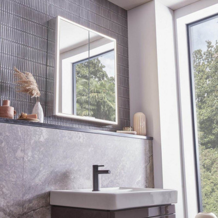 PTC060 Tavistock Portrait 600mm Double Door Illuminated Mirror Cabinet Bathroom Setting