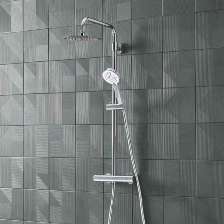 Tavistock Quantum Cool Touch Thermostatic Dual Function Bar Valve with Shower Head & Handset Room Setting