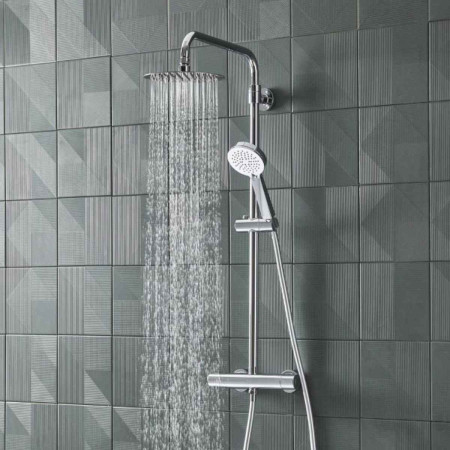 Tavistock Quantum Cool Touch Thermostatic Dual Function Bar Valve with Shower Head & Handset Room Setting Drencher Mode