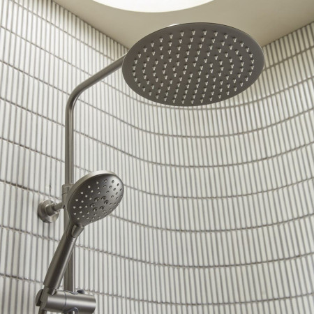 SQT1514 Tavistock Quantum Gunmetal Thermostatic Dual Function Bar Shower Valve Handset and Overhead