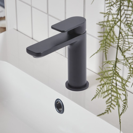TSV1103 Tavistock Savour Basin Mixer with Click Waste in Black (2)
