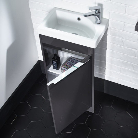 SQ450FC/SQ450BC Tavistock Sequence 450mm Freestanding Unit in Gloss Clay with Basin (2)