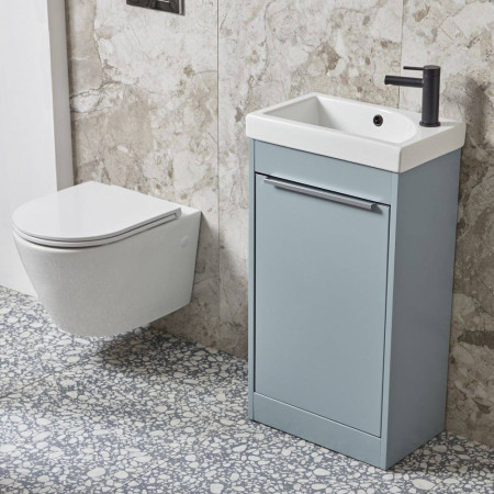 SQ450FMB/SQ450BC Tavistock Sequence 450mm Freestanding Unit in Mineral Blue with Basin (2)
