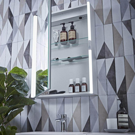 SDC050U Tavistock Slide Single Door Illuminated Bathroom Cabinet Internal Storage