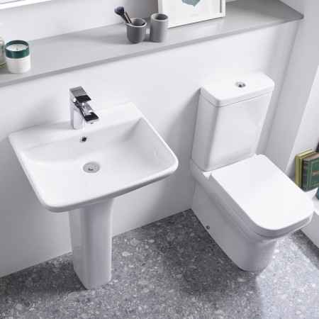 SB450S/PE450S Tavistock Structure 550mm Slim Basin and Pedestal with Close Coupled Toilet