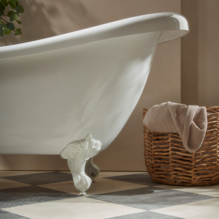 DC17012 Tavistock Vitoria 1500mm Single Ended Slipper Bath with White Feet