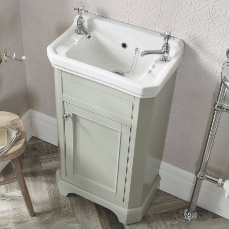 VT50FPG/DB850CLS Tavistock Vitoria 500mm Cloakroom Unit in Pebble Grey with Basin and Chrome Basin Taps